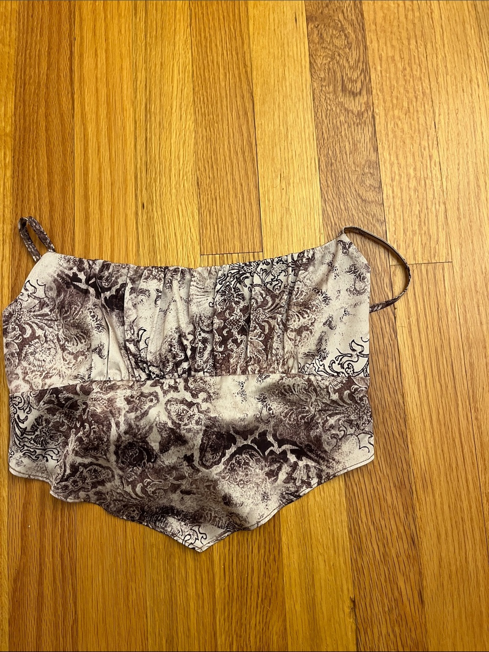 Garage Brown Paisley Satin crop top